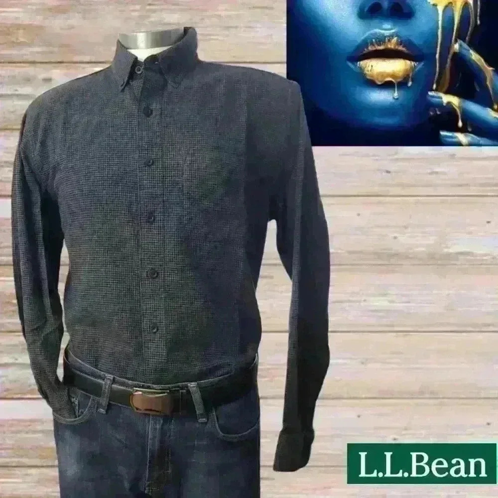 LL Bean Shirt Mens Large Long Sleeve Button Front  Pockets Traditional M